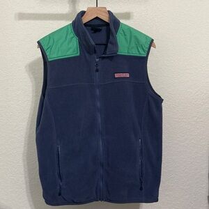 Vineyard Vines Navy and Green Fleece Vest